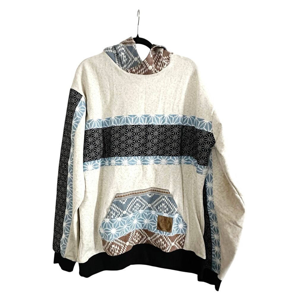 LOBO Creatioms Handcrafted OOAK Unisex Oversized Hoodie Patchwork Handmade Sz XL